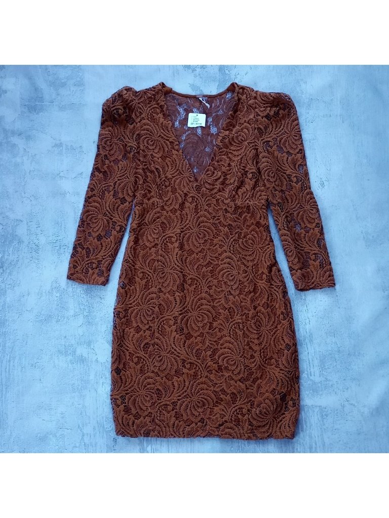 Free People Bronze Crochet Knit Dress